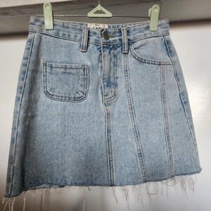 American Apparel Denim Mini Skirt with Frayed Hem